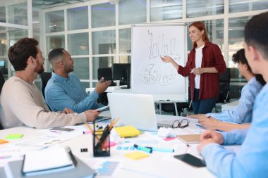 Çalışanlardan oluşan bir ekip ofisinde toplantı yapıyor. Başlangıç projesi