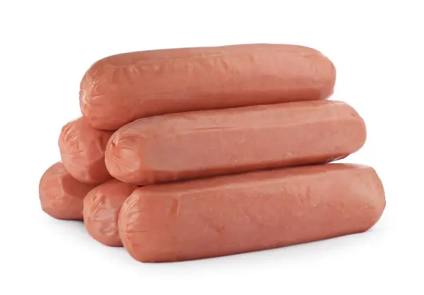 Salsichas Cruas Isoladas Branco Produto Base Carne Vegan — Fotografia de Stock