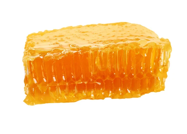 Naturlig Honningkake Med Velsmakende Honning Isolert Hvit – stockfoto