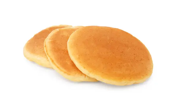 Frische Pfannkuchen Isoliert Auf Weiß Leckeres Frühstück — Stockfoto