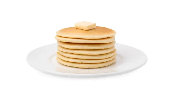 Delicious Pancakes Butter Isolated White — Stock Photo, Image