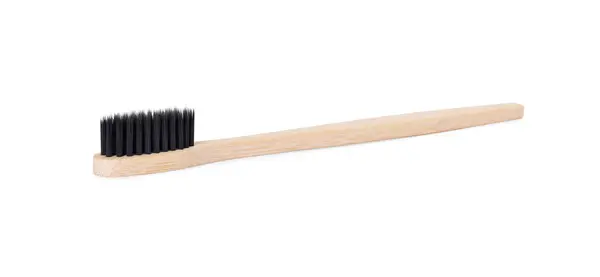 Beyaza Izole Edilmiş Bir Bambu Diş Fırçası Çevre Dostu Ürün — Stok fotoğraf