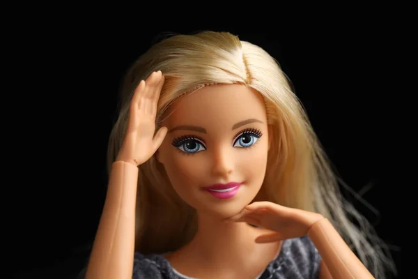 Mykolaiv Ukraine September 2023 Beautiful Barbie Doll Black Background — Stock Photo, Image