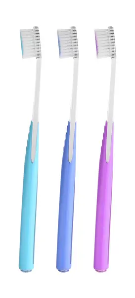 Set Colorful Toothbrushes White Background — Stock Photo, Image