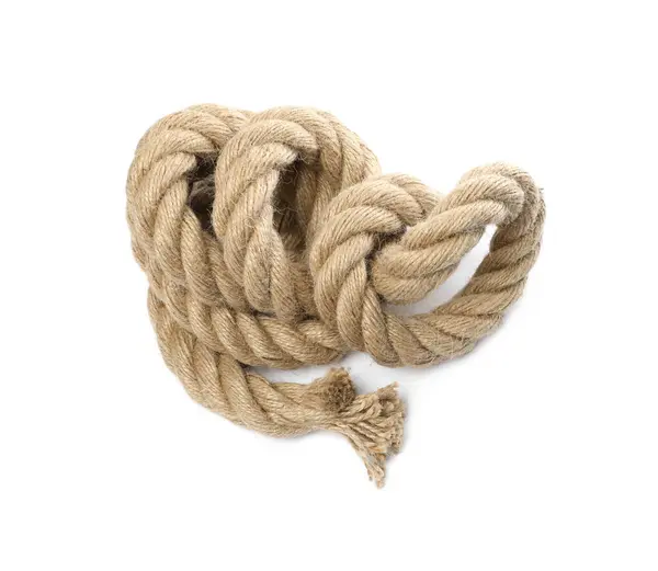 Long rope on white background Stock Photo