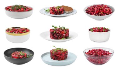 Beyaz, kolaj desenli lezzetli salatalar.