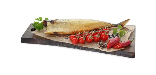 배경에 파슬리와 향신료와 맛있는 고등어 — 스톡 사진