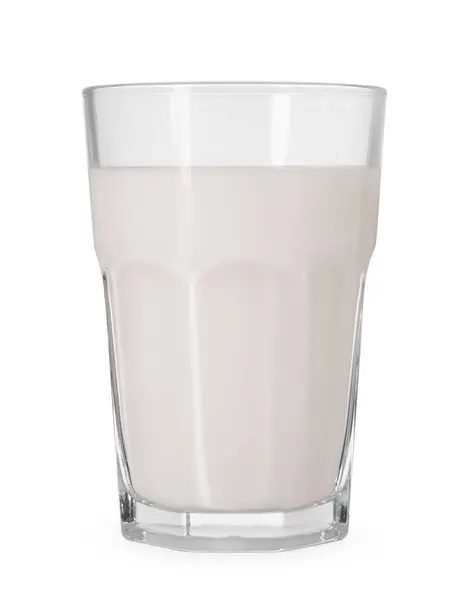 Ποτήρι Νωπού Γάλακτος Που Απομονώνεται Λευκό — Φωτογραφία Αρχείου