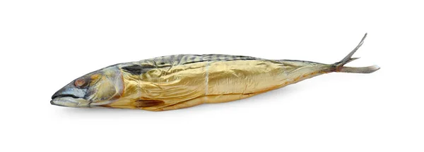 Lahodná Uzená Makrela Izolovaná Bílém — Stock fotografie