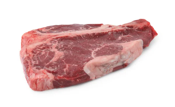 Stück Frisches Rindfleisch Isoliert Auf Weiß — Stockfoto