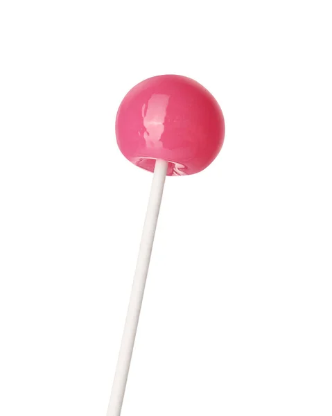 Вкусный Розовый Леденец Изолирован Белом Кондитерские Изделия — стоковое фото