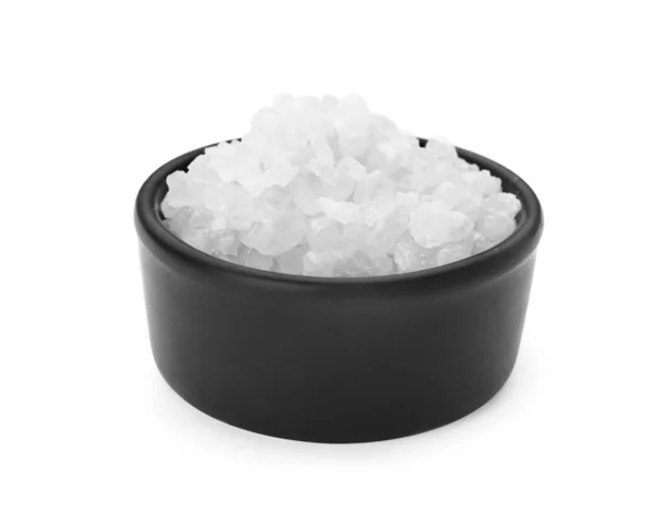 用天然海盐与白色隔离的碗 — 图库照片