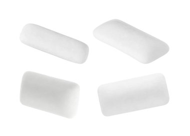 Pelet çiğneme diş etleri beyaz, set üzerinde izole