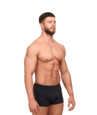 Beyaz tenli yakışıklı kaslı adam. Seksi vücut.