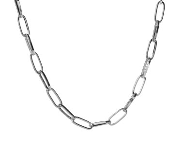 Beyaza izole edilmiş bir metal zincir. Lüks mücevherler.