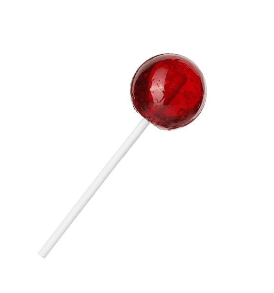 Lekkere Rode Lolly Geïsoleerd Wit Suikerwerk — Stockfoto