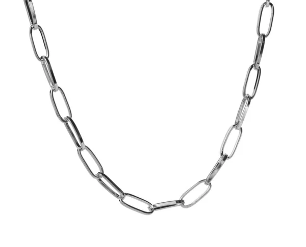 Jeden Kovový Řetěz Izolovaný Bílém Luxusní Šperky — Stock fotografie