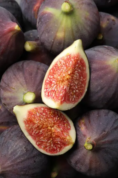 Fresh Ripe Figs Background Top View — Stock Photo, Image