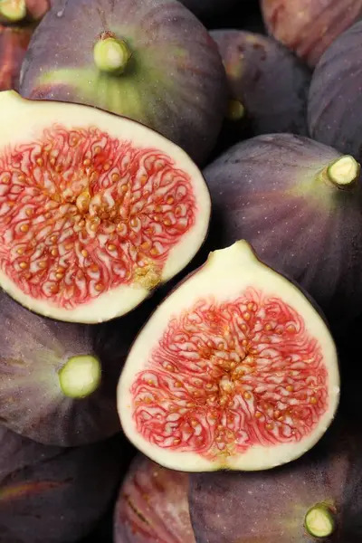 Fresh Ripe Figs Background Closeup View — Stok fotoğraf