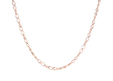 Beyaza izole edilmiş bir metal zincir. Lüks mücevherler.