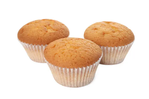 Muffins Saborosos Isolados Branco Pastelaria Fresca — Fotografia de Stock