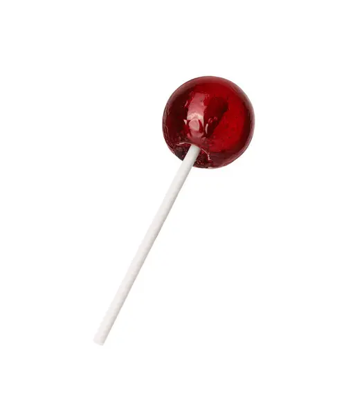 Beyaza Izole Edilmiş Lezzetli Kırmızı Lolipop Şekerleme Ürünü — Stok fotoğraf