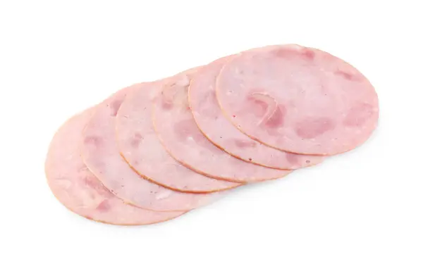 Slices Tasty Ham Isolated White — Stock Photo, Image