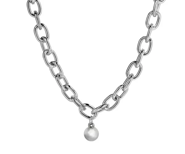 一根金属链子 吊坠隔离在白色上 奢侈珠宝 — 图库照片
