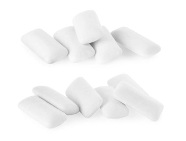 Pelet çiğneme diş etleri beyaz, set üzerinde izole