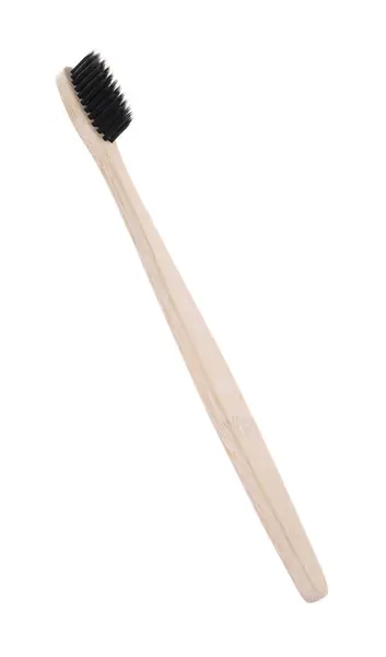 Одна Бамбукова Зубна Щітка Ізольована Білому Екологічно Чистий Продукт — стокове фото