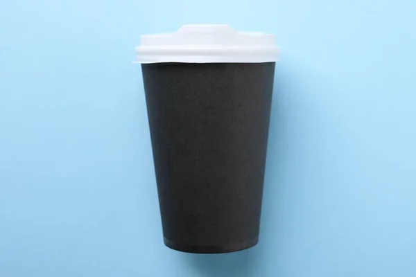 Ein Pappbecher Auf Hellblauem Hintergrund Draufsicht Coffee — Stockfoto