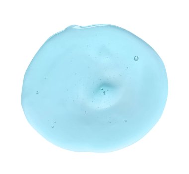 Açık gri arka planda temizleme jeli örneği, üst manzara. Kozmetik ürünü