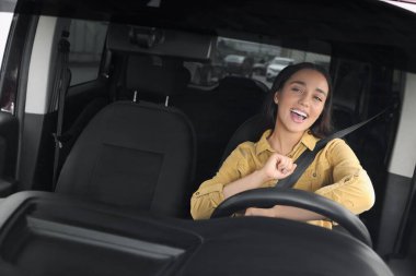 Radyo dinliyordum. Arabadaki müzikten hoşlanan güzel bir kadın, ön camdan manzaralı.