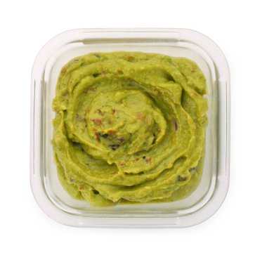 Bir kase lezzetli guacamole, beyaz, üst manzara