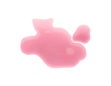 Beyaz zemin üzerinde kırmızı sıvı birikintisi, üst görünüm