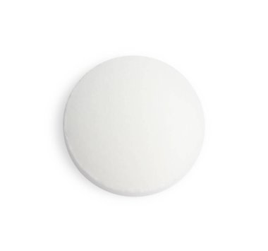 Bir hap beyaza izole edilmiş, üst görünüm