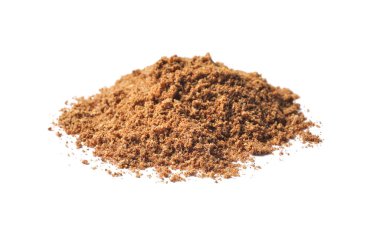 Beyaz üzerine izole edilmiş aromatik oyma (Pers kimyonu) tozu yığını