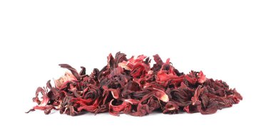 Beyaz üzerine izole edilmiş kuru amber çayı yığını.