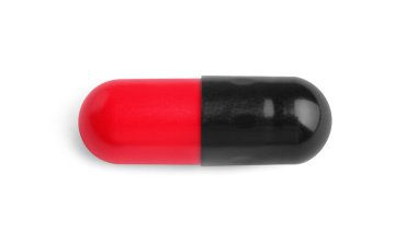 Bir hap beyaza izole edilmiş, üst görünüm