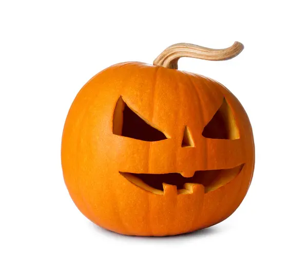 Carved Pumpkin Halloween Isolated White Stock Image