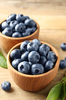 Tahta masada taze yaban mersini kaseleri, yakın plan.