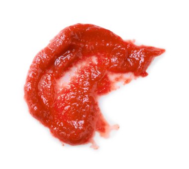 Lezzetli domates ezmesi beyaza izole edilmiş, üst manzara