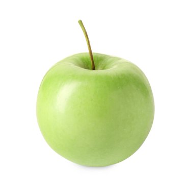 Olgun yeşil bir elma beyaza izole edilmiş.