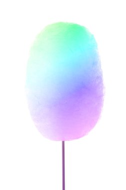 Beyaza izole edilmiş renkli pamuk helva.