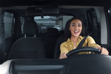 Radyo dinliyordum. Arabadaki müzikten hoşlanan güzel bir kadın, ön camdan manzaralı.