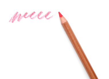Pembe pastel kalem ve karalamalar beyaza izole edilmiş, üst manzara. Çizim arzı