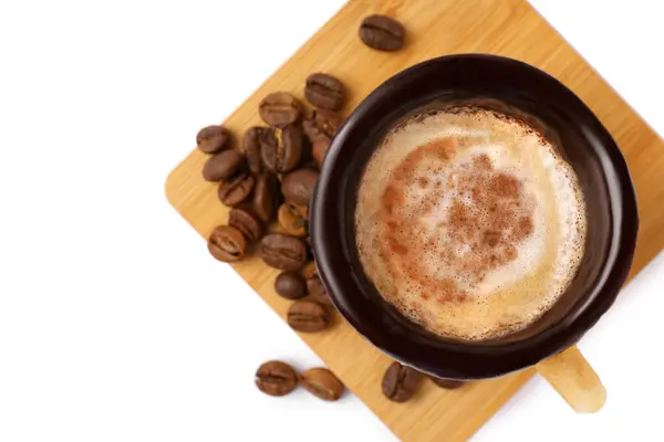 Köstliche Essbare Keks Tasse Mit Kaffee Und Gerösteten Bohnen Auf — Stockfoto