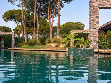 Lüks otellerde havuz ve egzotik bitkiler.