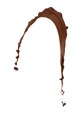 Beyaz arka planda bir çikolata rengi sıçraması