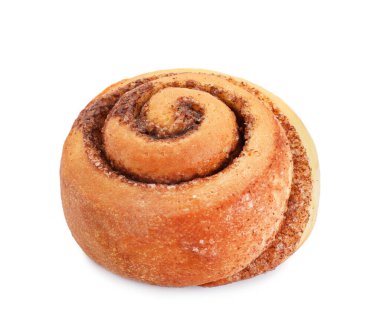 Bir lezzetli tarçınlı rulo beyaz üzerine izole edilmiş.